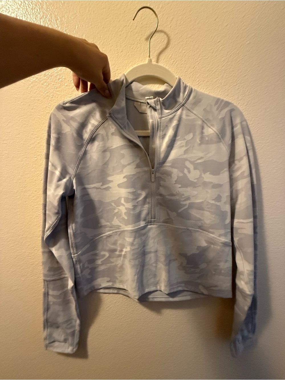 lululemon light blue camo quarter-zip jacket